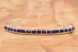 Genuine Blue Lapis Sterling Silver Zuni Indian Bracelet